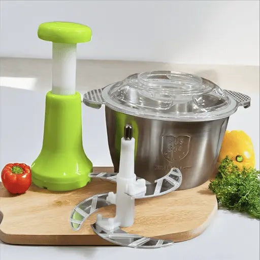 2L Manual Food Chopper β Stainless Steel Vegetable Cutter