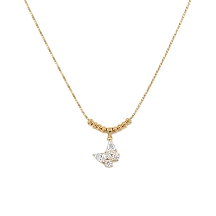 Crystal Pendant Necklace for Women Girls Gold Plated Stainless Steel