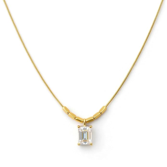 Crystal Pendant Necklace for Women Girls Gold Plated Stainless Steel