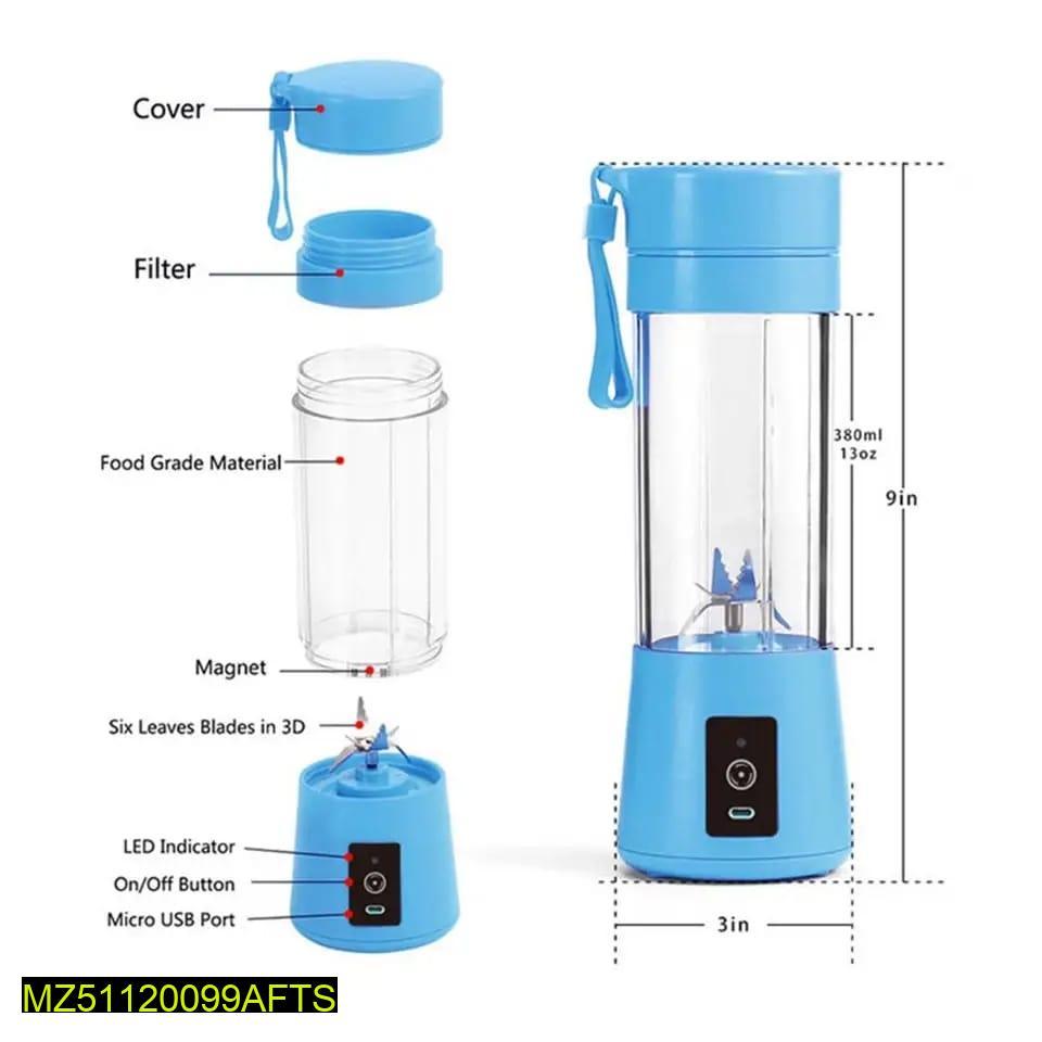 Rechargeable Electric Juicer Blender Blue ABS Plastic Kitchen Gadget