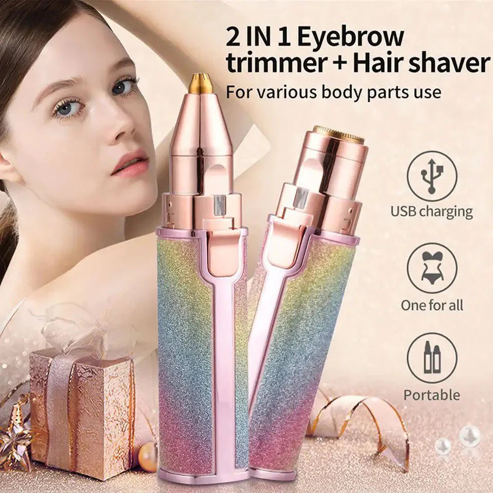 2in1 Electric Eyebrow Trimmer and Shaver Rechargeable Hair Remover for All Parts
