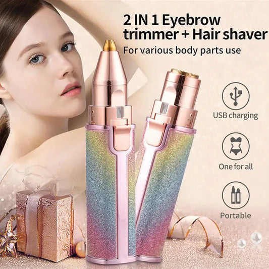 2in1 Electric Eyebrow Trimmer and Shaver Rechargeable Hair Remover for All Parts