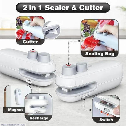 Portable Rechargeable Mini Sealer For Plastic Bags | Handheld Heat Sealing Machine