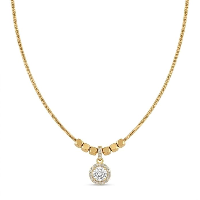 Crystal Pendant Necklace for Women Girls Gold Plated Stainless Steel
