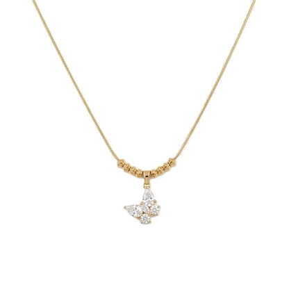 Crystal Pendant Necklace for Women Girls Gold Plated Stainless Steel