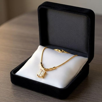 Crystal Pendant Necklace for Women Girls Gold Plated Stainless Steel
