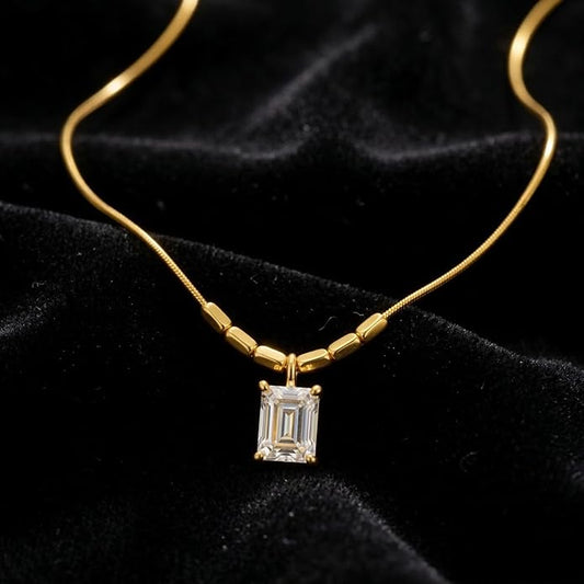 Crystal Pendant Necklace for Women Girls Gold Plated Stainless Steel