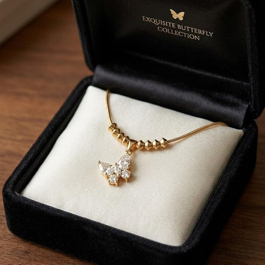 Crystal Pendant Necklace for Women Girls Gold Plated Stainless Steel