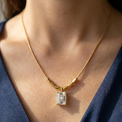 Crystal Pendant Necklace for Women Girls Gold Plated Stainless Steel
