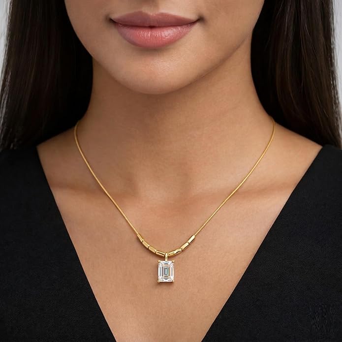 Crystal Pendant Necklace for Women Girls Gold Plated Stainless Steel