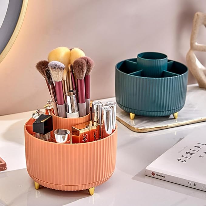 Makeup Brush Holder Rotating Makeup Brush Organizer,5 Slot Make up Brushes Cup for Cosmetics