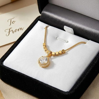 Crystal Pendant Necklace for Women Girls Gold Plated Stainless Steel