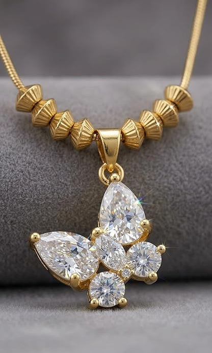 Crystal Pendant Necklace for Women Girls Gold Plated Stainless Steel
