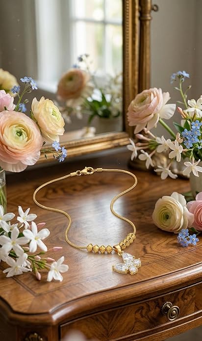 Crystal Pendant Necklace for Women Girls Gold Plated Stainless Steel