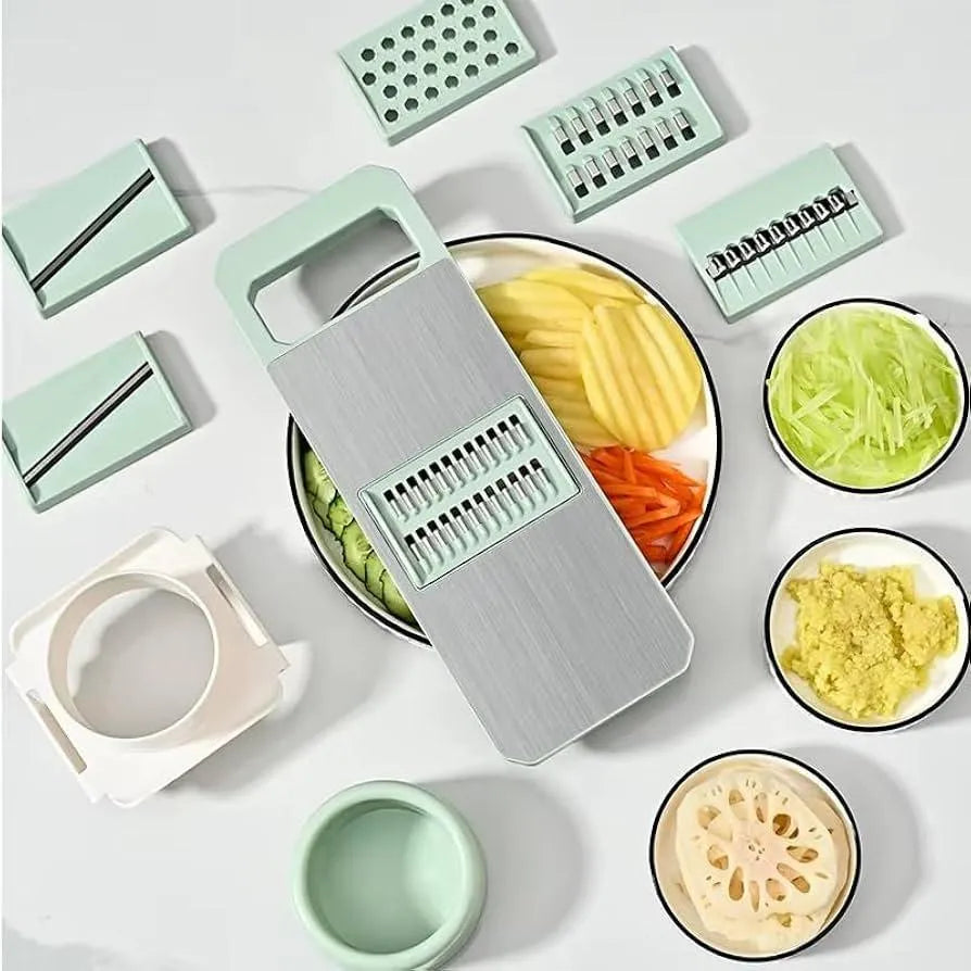 5-in-1 Vegetable Cutter Green Stainless Steel Grater Peeler