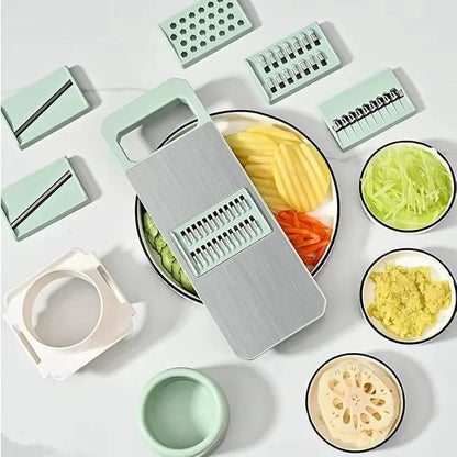5-in-1 Vegetable Cutter Green Stainless Steel Grater Peeler