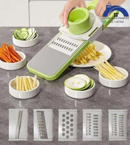 5-in-1 Vegetable Cutter Green Stainless Steel Grater Peeler