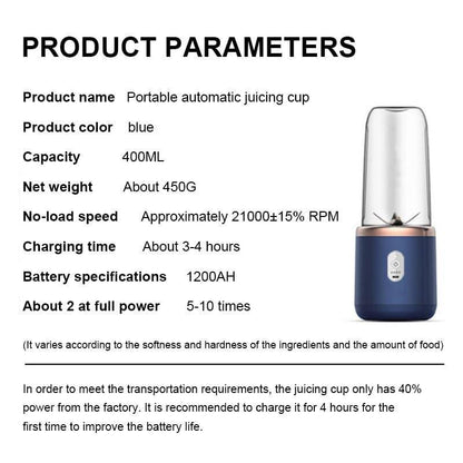 Portable Rechargeable Electric Juicer Blender Multicolor