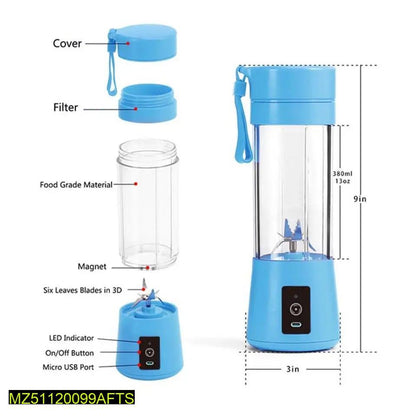 Rechargeable Electric Juicer Blender Blue ABS Plastic Kitchen Gadget