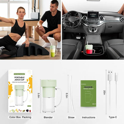 Portable Rechargeable Electric Juicer Blender Glass Green