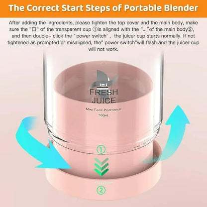 Mini Electric Juicer Blender Pink Portable 350ML