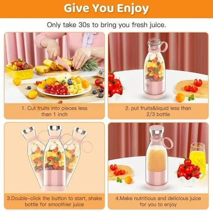 Mini Electric Juicer Blender Pink Portable 350ML