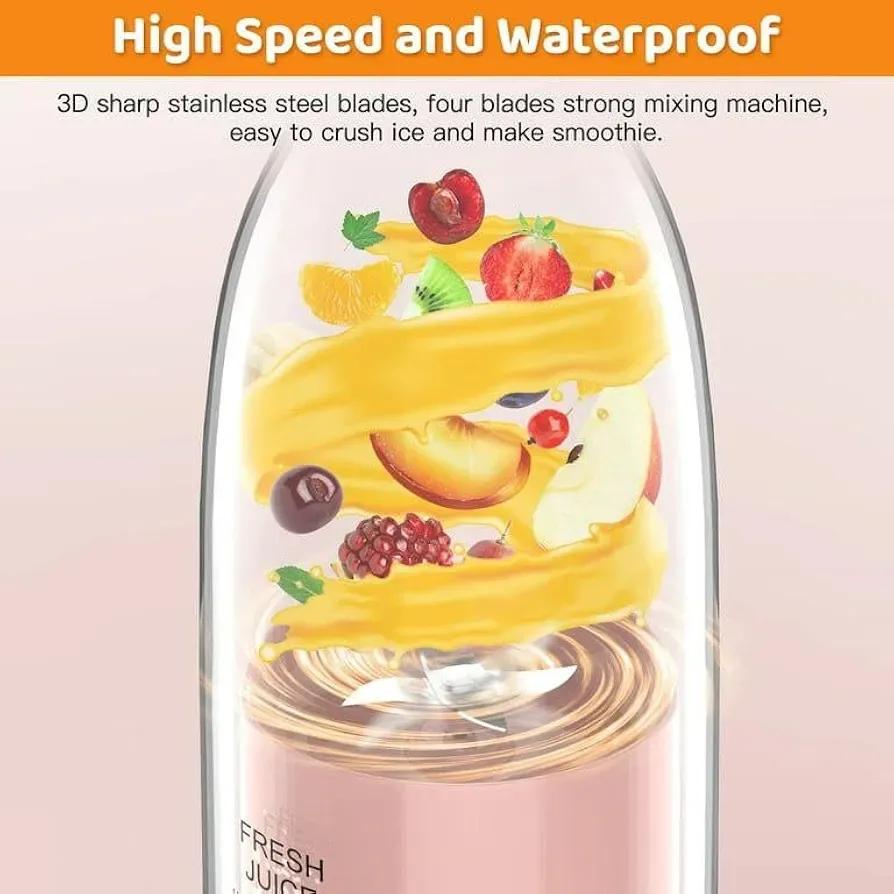 Mini Electric Juicer Blender Pink Portable 350ML