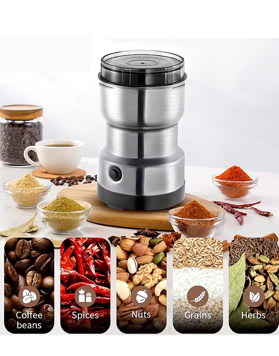 Electric Spice Grinder – Stainless Steel Multi-Purpose Grinder