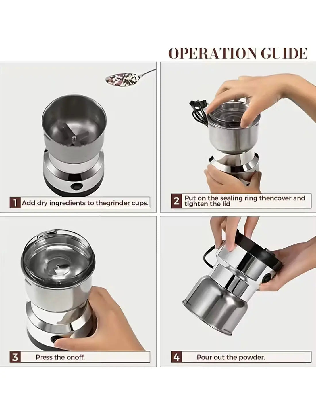 Electric Spice Grinder – Stainless Steel Multi-Purpose Grinder